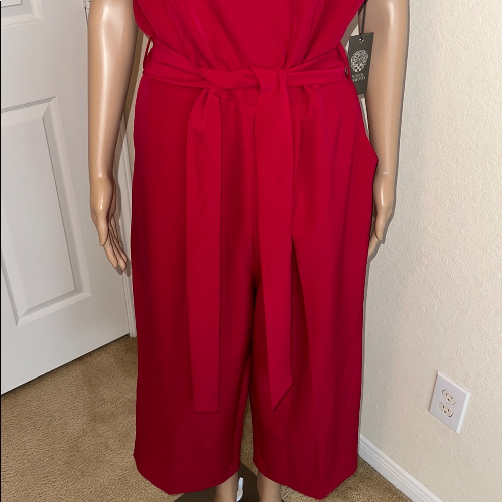 NWT Vince Camuto Vibrant Red V-Neck Jumpsuit Size 14 - Picture 5 of 16